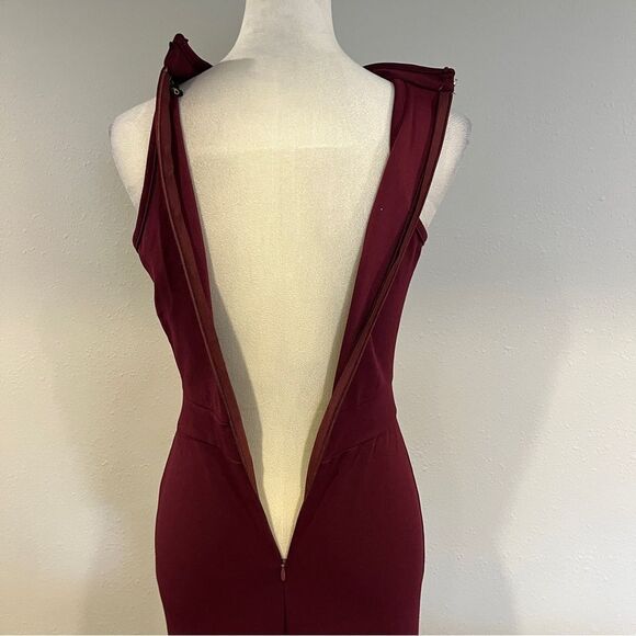 WOOSEA halter High Neck Split Bodycon Mermaid Evening Cocktail Long Dress - Picture 9 of 15